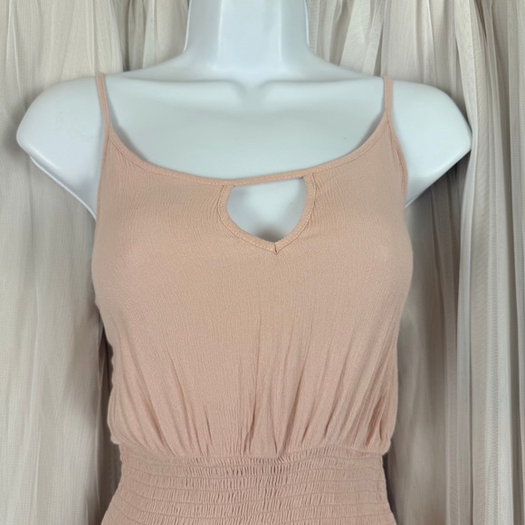 Peach/Pink Grey Ombre Maxi Dress Smocked Waist Keyhole Size Small - Picture 4 of 11